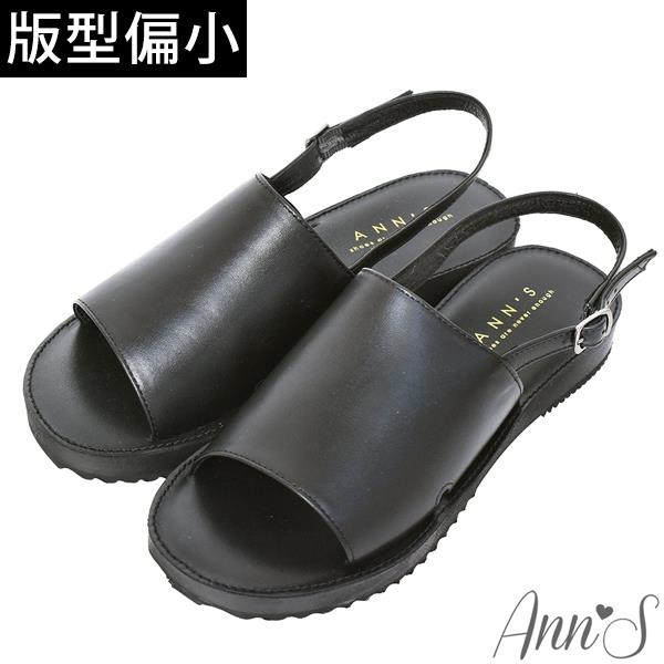 Ann’S簡單模樣-柔軟綿羊皮一字寬帶平底涼鞋-黑(版型偏小)