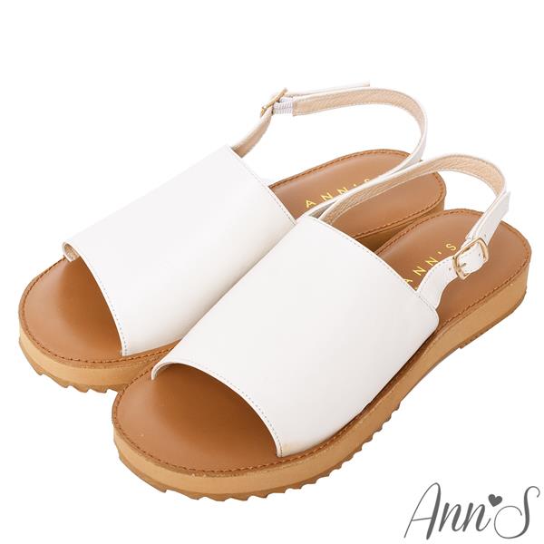 🍎任一雙現折$618🍎Ann’S簡單模樣-柔軟綿羊皮一字寬帶平底涼鞋-米白(版型偏小)