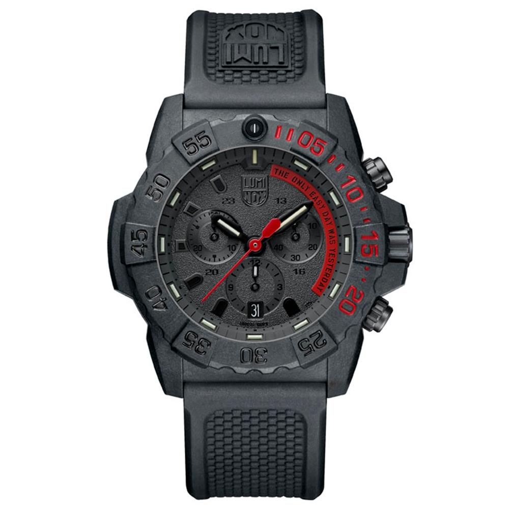 NAVY SEAL CHRONO 海豹三眼計時腕錶 – 消光黑x紅時標 / 3581EY