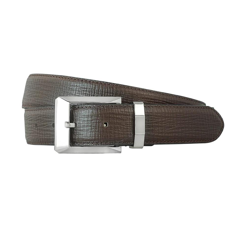 【Crocodile 鱷魚皮件】義大利進口牛皮 紋路軟皮 寬版 打洞皮帶 35MM-0102-3010-黑咖兩色