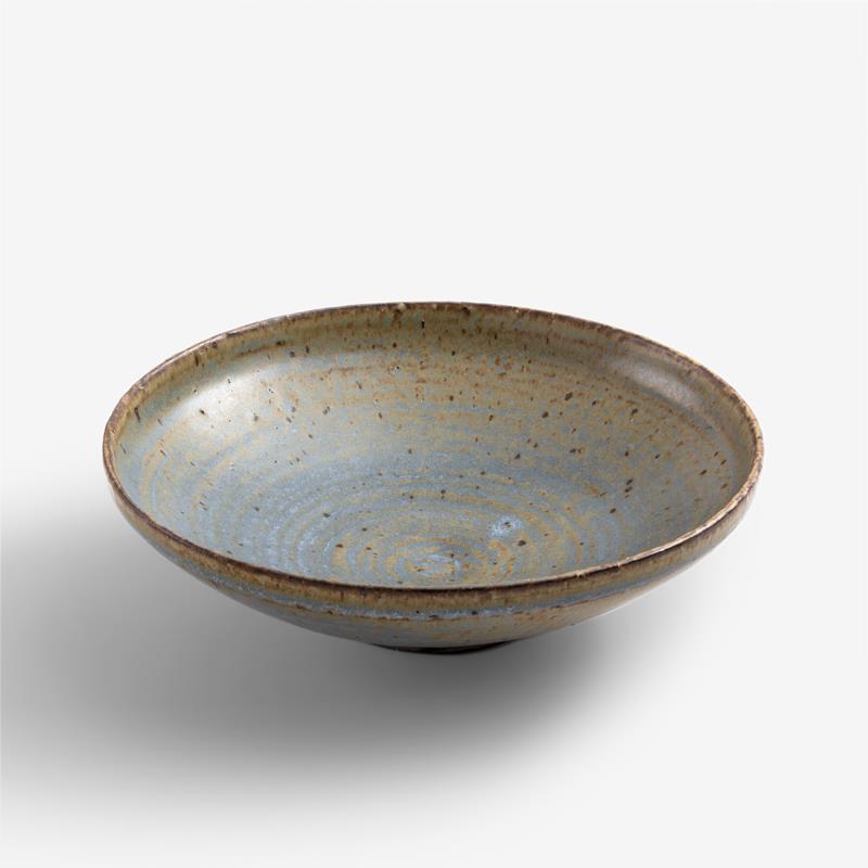 職人 手捻焰燒 20cm 陶瓷淺碗｜灰藍｜單品