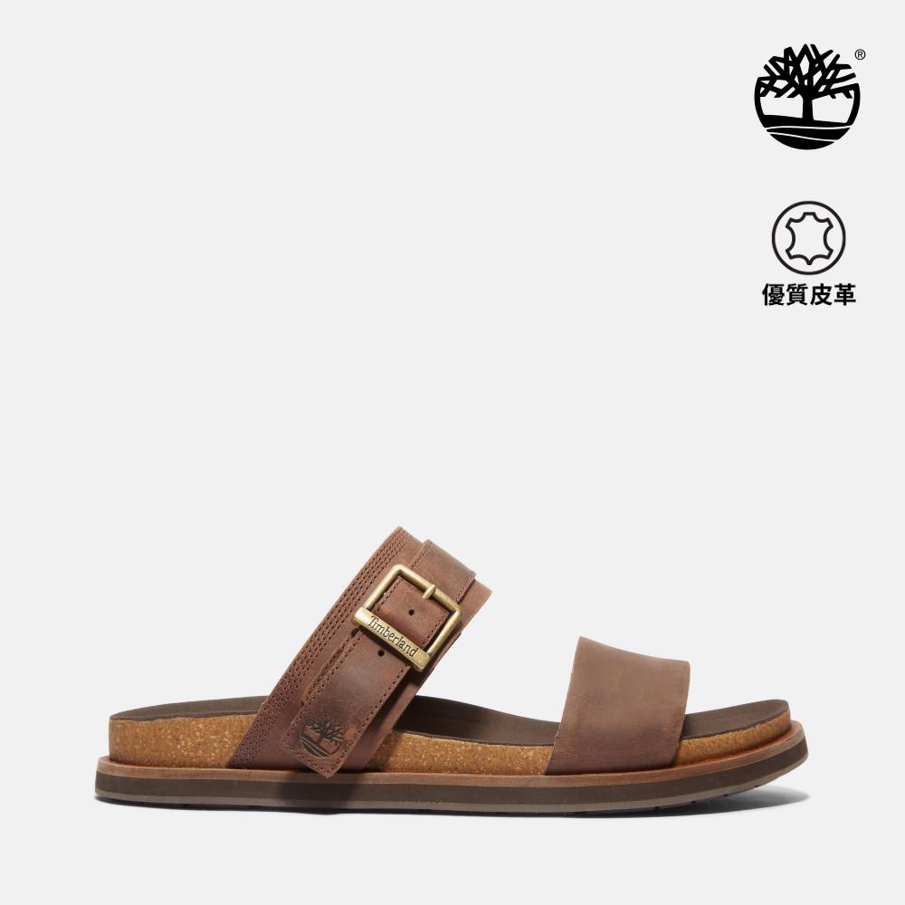Timberland 男款深棕色後帶式皮革涼鞋|A419HV13