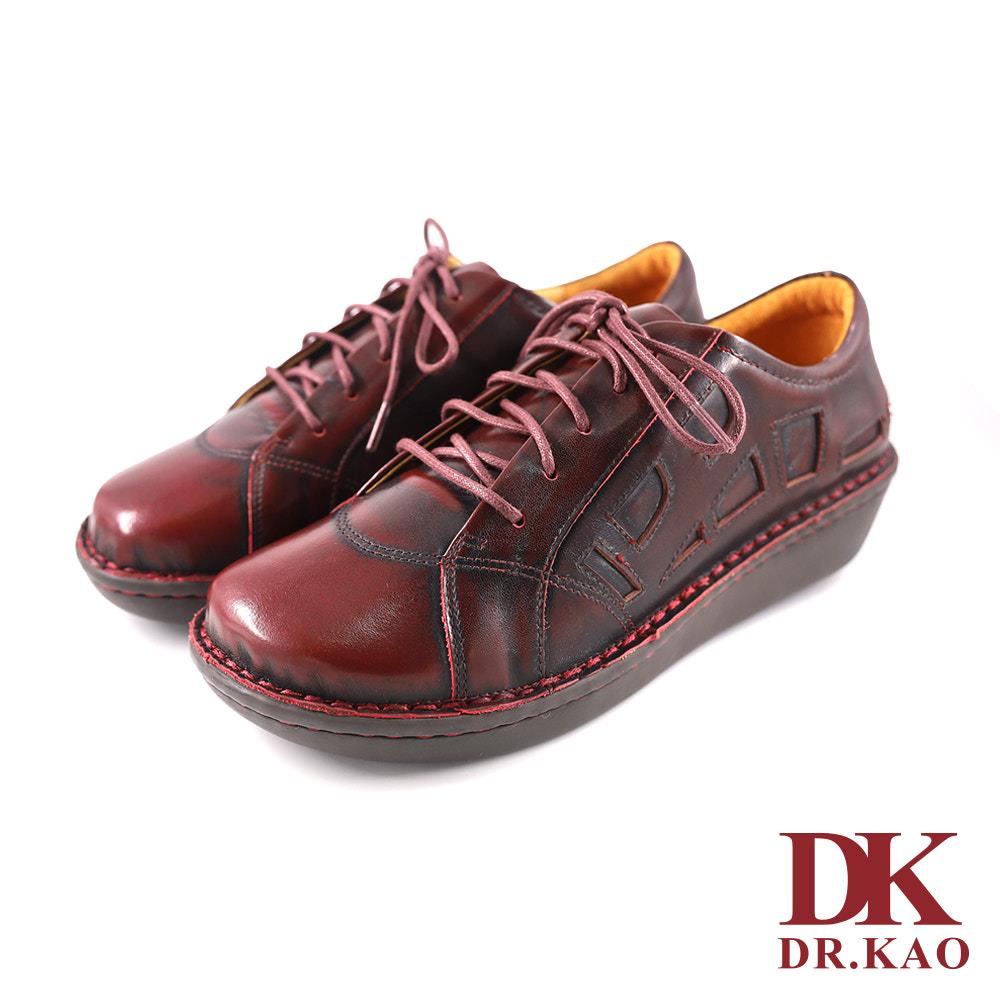 【DK 空氣鞋】復古綁帶牛皮空氣女鞋  87-0888-02 酒紅色【女鞋/娃娃鞋/淑女鞋】