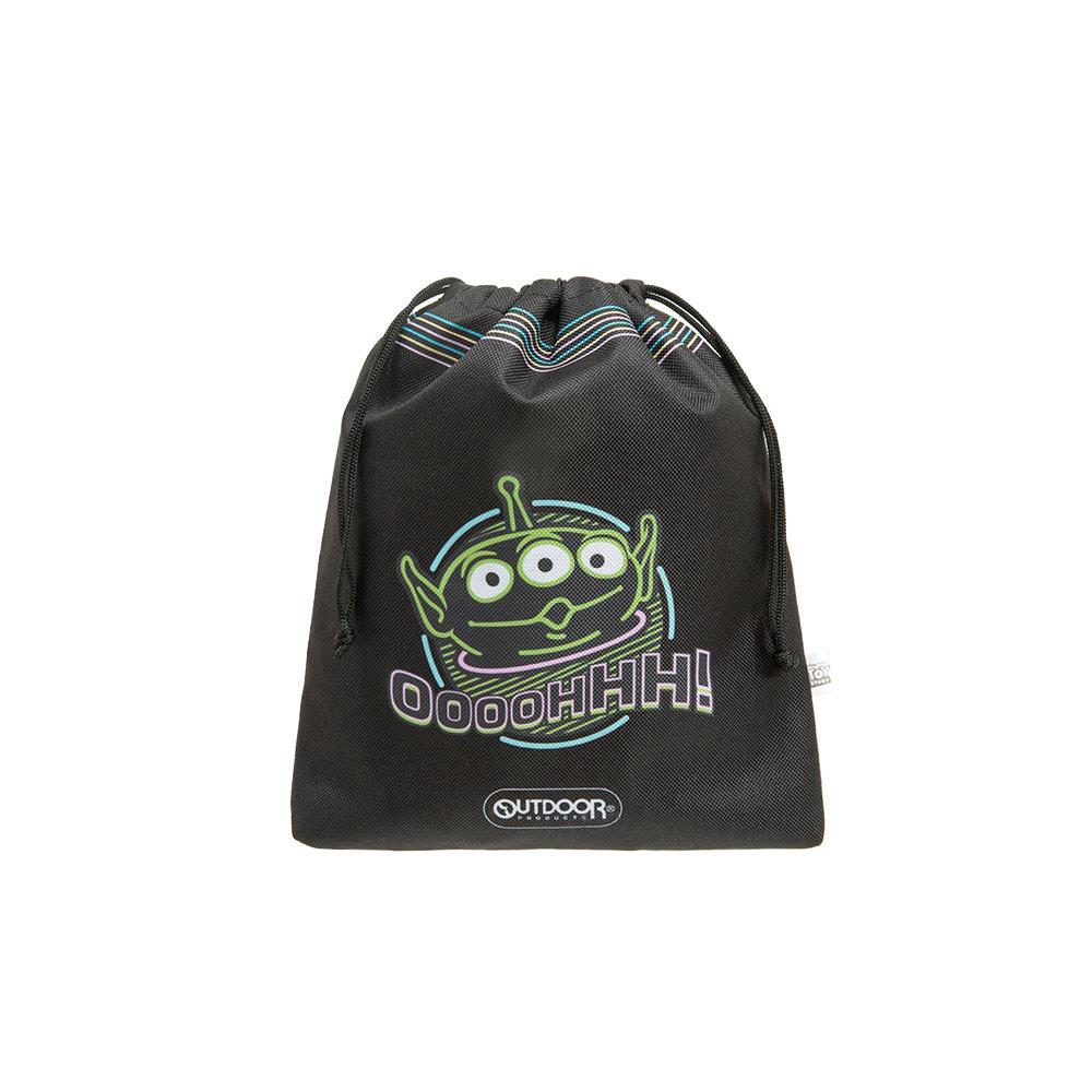 【OUTDOOR】DISNEY聯名款霓虹三眼怪系列束口袋-黑色 ODDY21A14BK