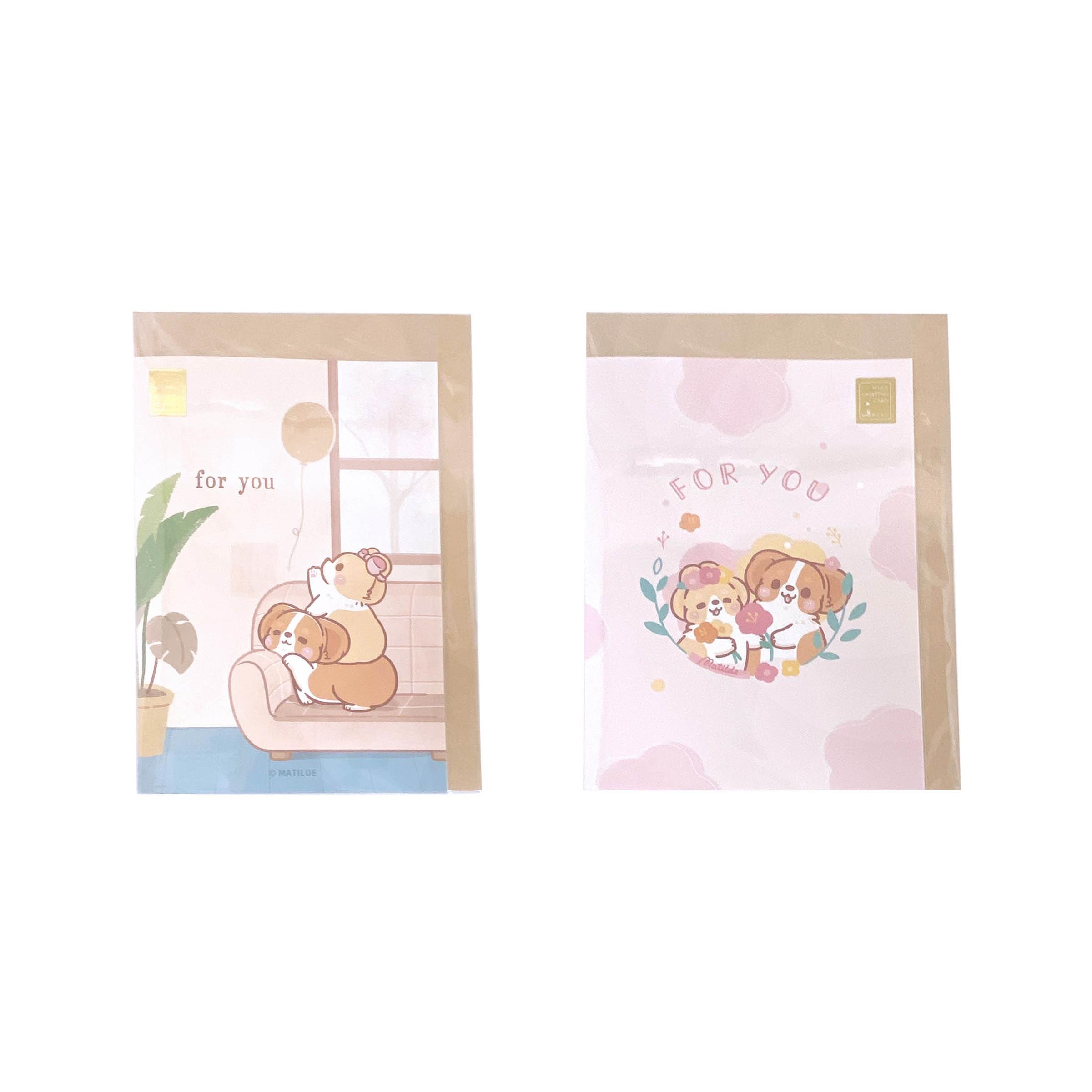 柯基犬中卡片-(花圈/氣球)