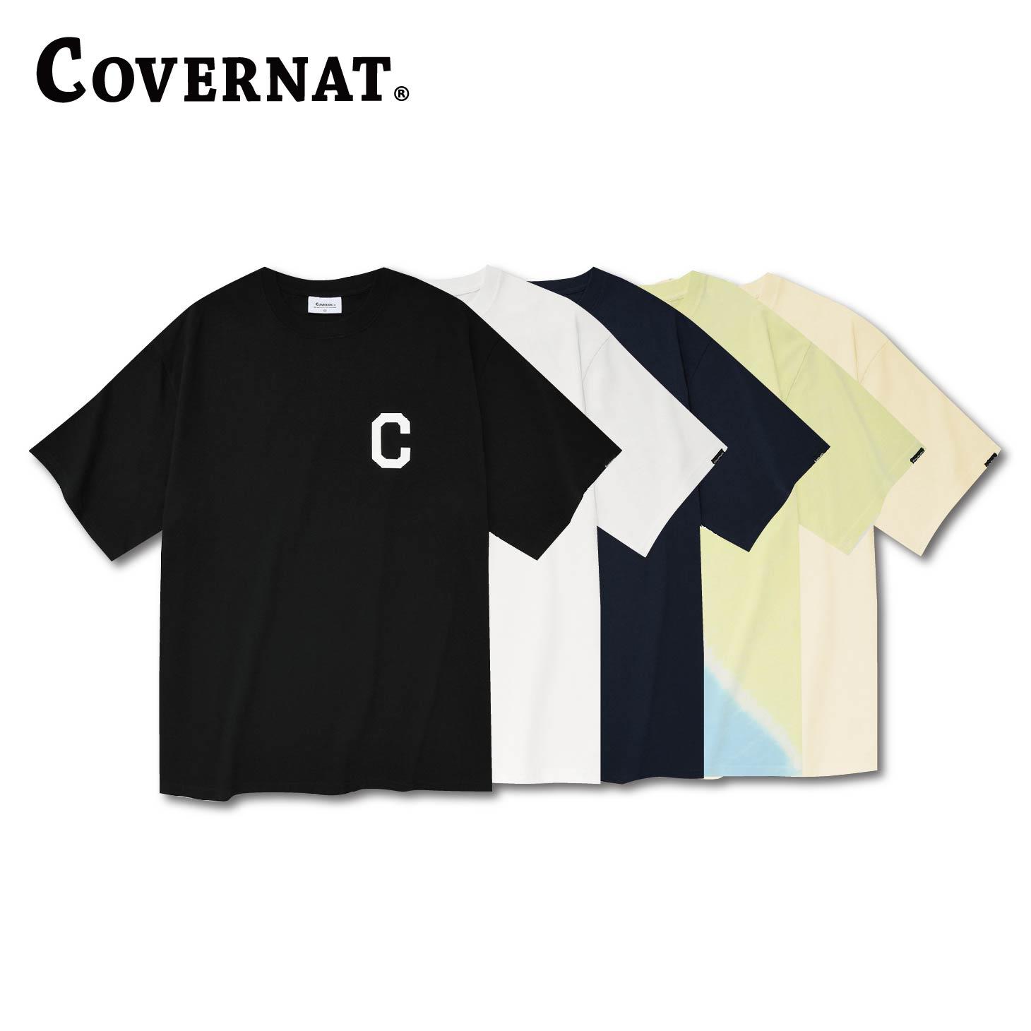 【着後レビューで 送料無料】 COVERNAT♥ C SHIRT/追跡付 COLOR MULTI LOGO ブラウス・シャツ COVERNAT 短袖T恤大C 黑/白/米白/藍/黃渲染21 S/S C Logo Tee - NMR