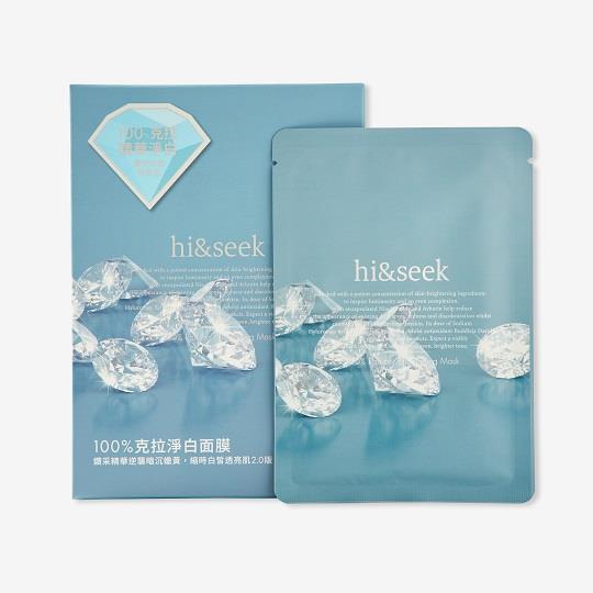【 hi&seek靚止制造】100%克拉淨白面膜3片/盒