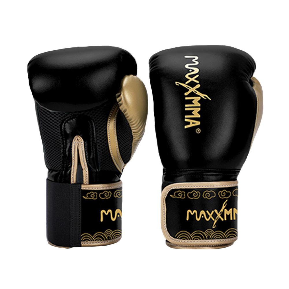 MaxxMMA  拳擊手套經典款-黑金-散打/搏擊/MMA/格鬥/拳擊