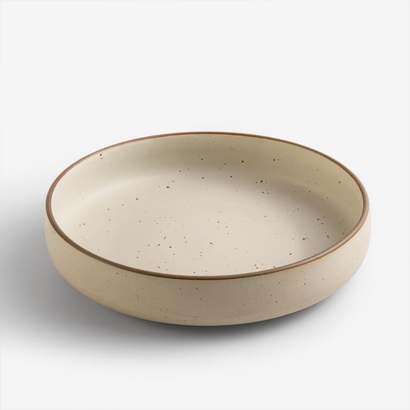 日式 柴燒手作 25cm 陶瓷深盤｜淺米｜單品
