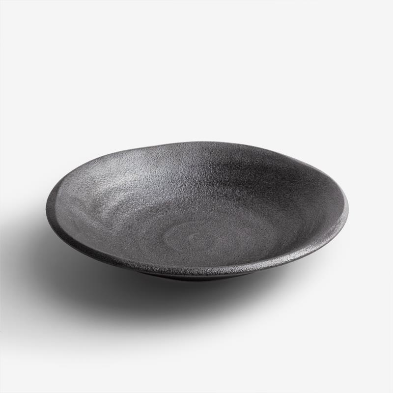 日式 簡黑漩渦 21cm 陶瓷圓盤｜單品