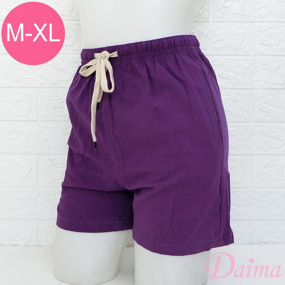 女款 五分休閒褲自然質感100%棉(M-XL)顯瘦/透氣/百搭_深紫