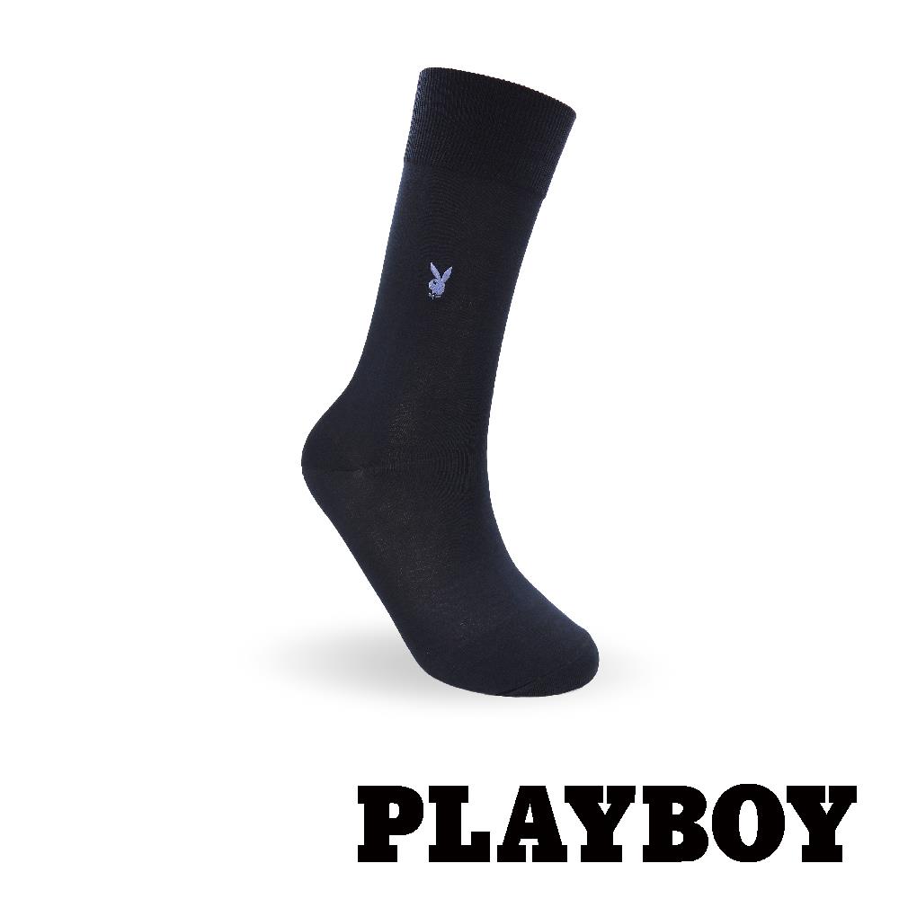 【紳士襪任選3雙469】PLAYBOY百搭簡約絲光紳士長襪-丈青(BA5516)