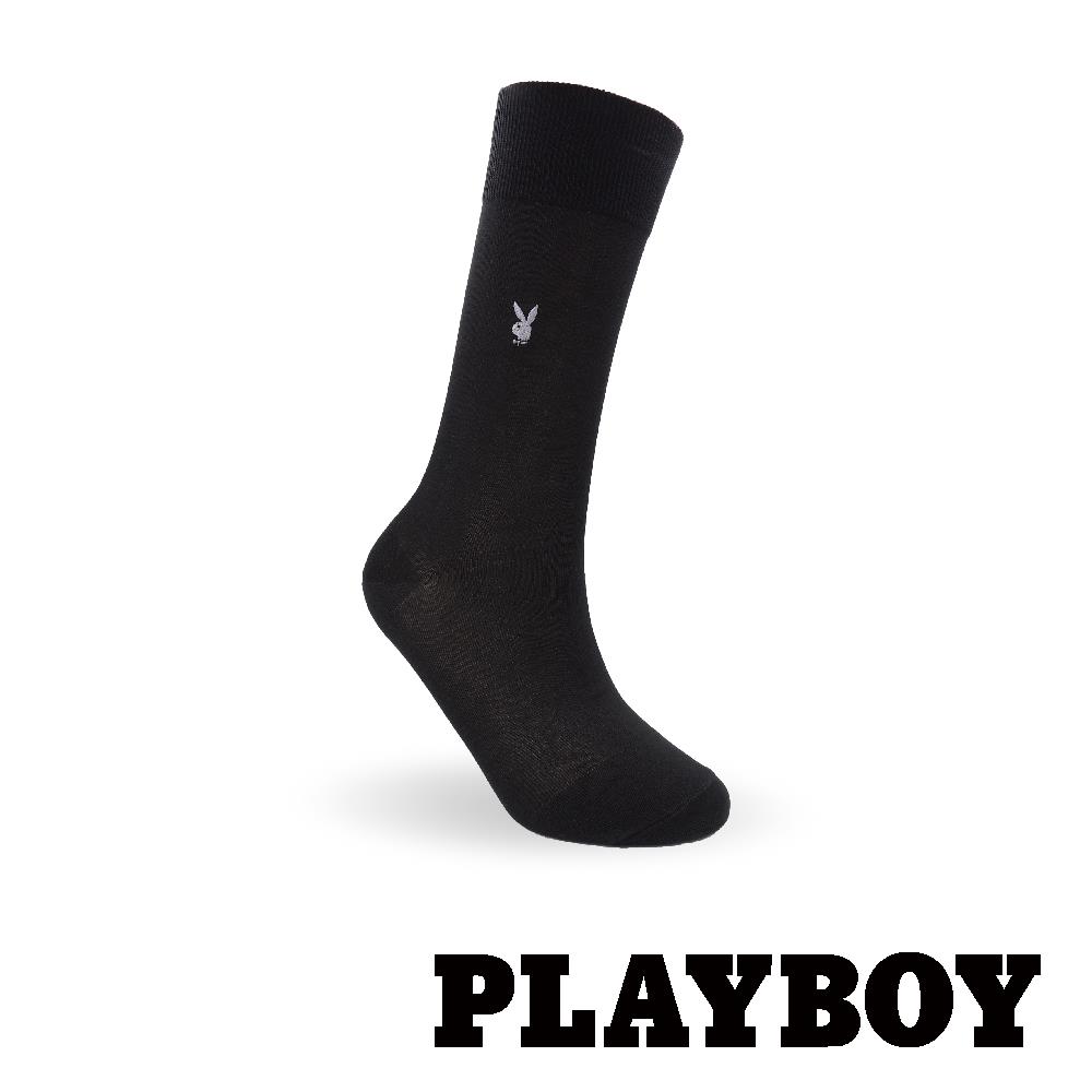 【紳士襪任選3雙469】PLAYBOY百搭簡約絲光紳士長襪-黑(BA5516)