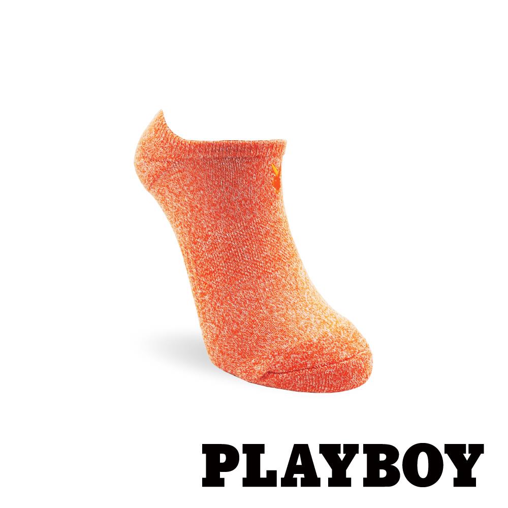 【襪款任選4雙$395 、9雙$750】 PLAYBOY 經典兔頭刺繡花紗運動女襪-橙(BF5818)