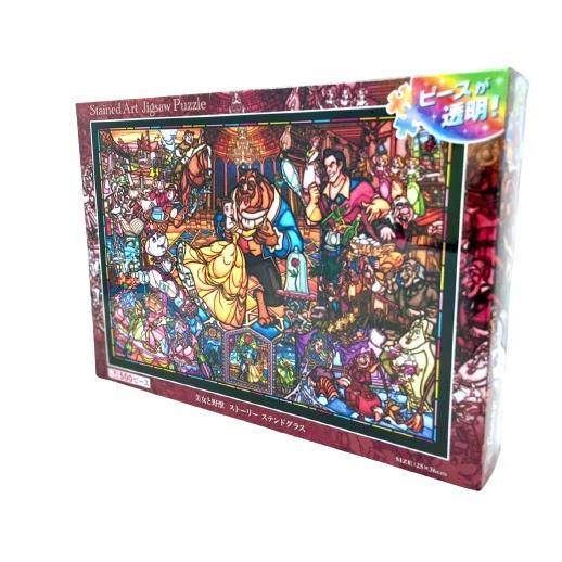 (限量)(日貨)TenyoxDisney系列 迷你透明拼圖/彩繪玻璃500片拼圖-美女與野獸(尺寸:25*36cm)