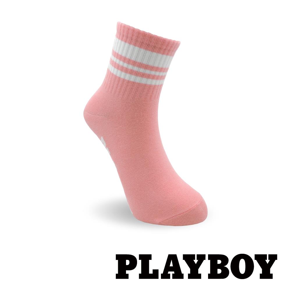 【襪款任選4雙$395 、9雙$750】 PLAYBOY 學院兔女短襪-粉(BY6020)