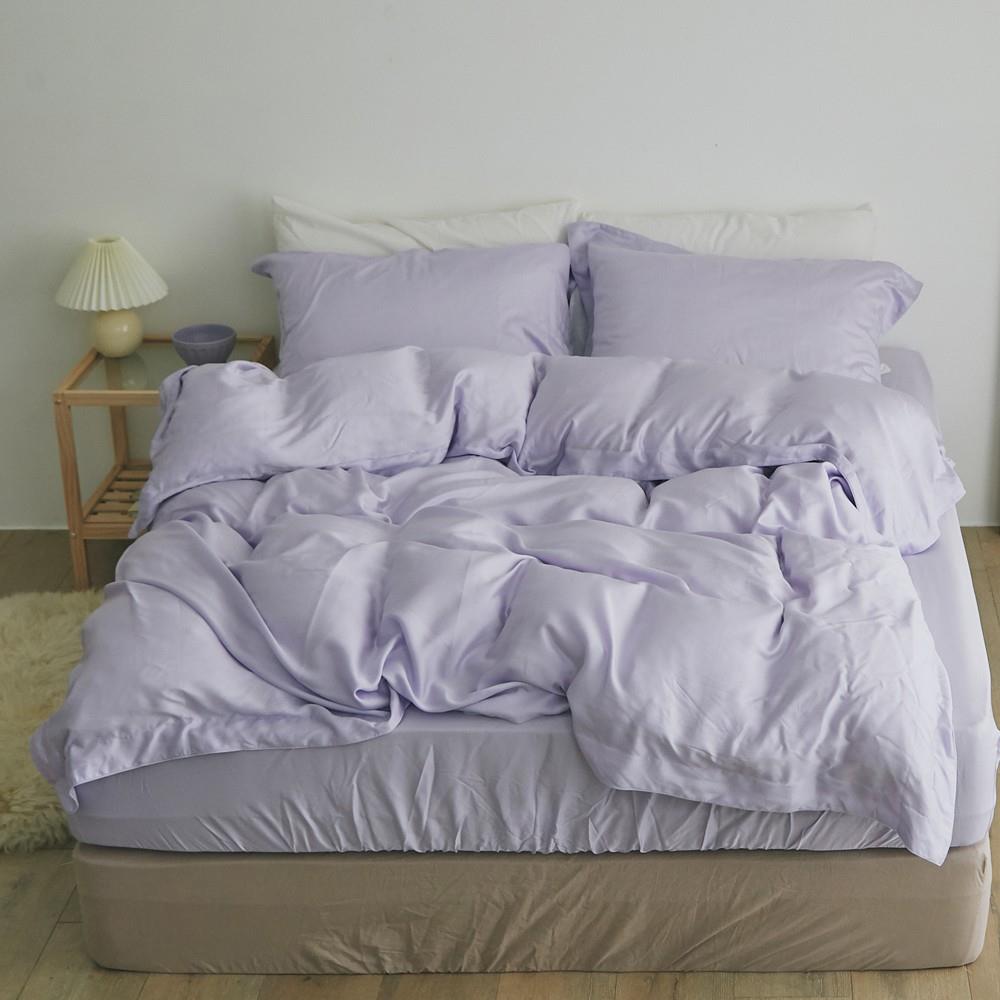 60支天絲™ 床包被套組(鋪棉兩用被套)-雙人 / 100% TENCEL天絲™萊賽爾纖維 / 淡紫丁香