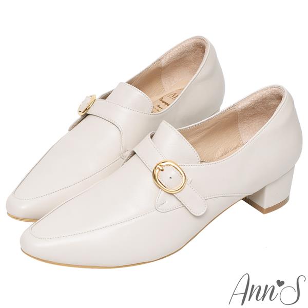 🍎任一雙現折$618🍎Ann’S手工製作頂級綿羊皮氣質金扣低跟踝靴4cm-米白