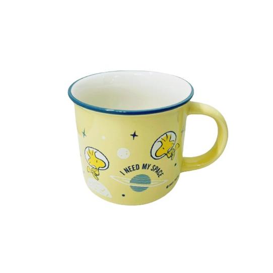 (限量)史努比SNOOPY 小星球仿搪瓷馬克杯/陶瓷杯子-黃色(410ml/盒裝)