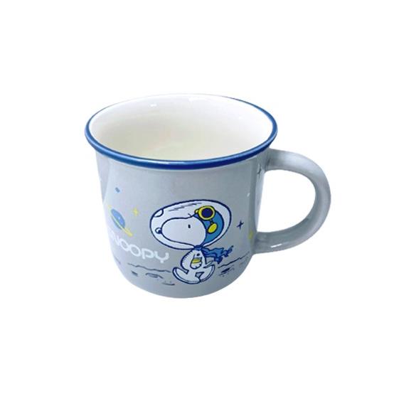 (限量)史努比SNOOPY 小星球仿搪瓷馬克杯/陶瓷杯子-灰色(410ml/盒裝)