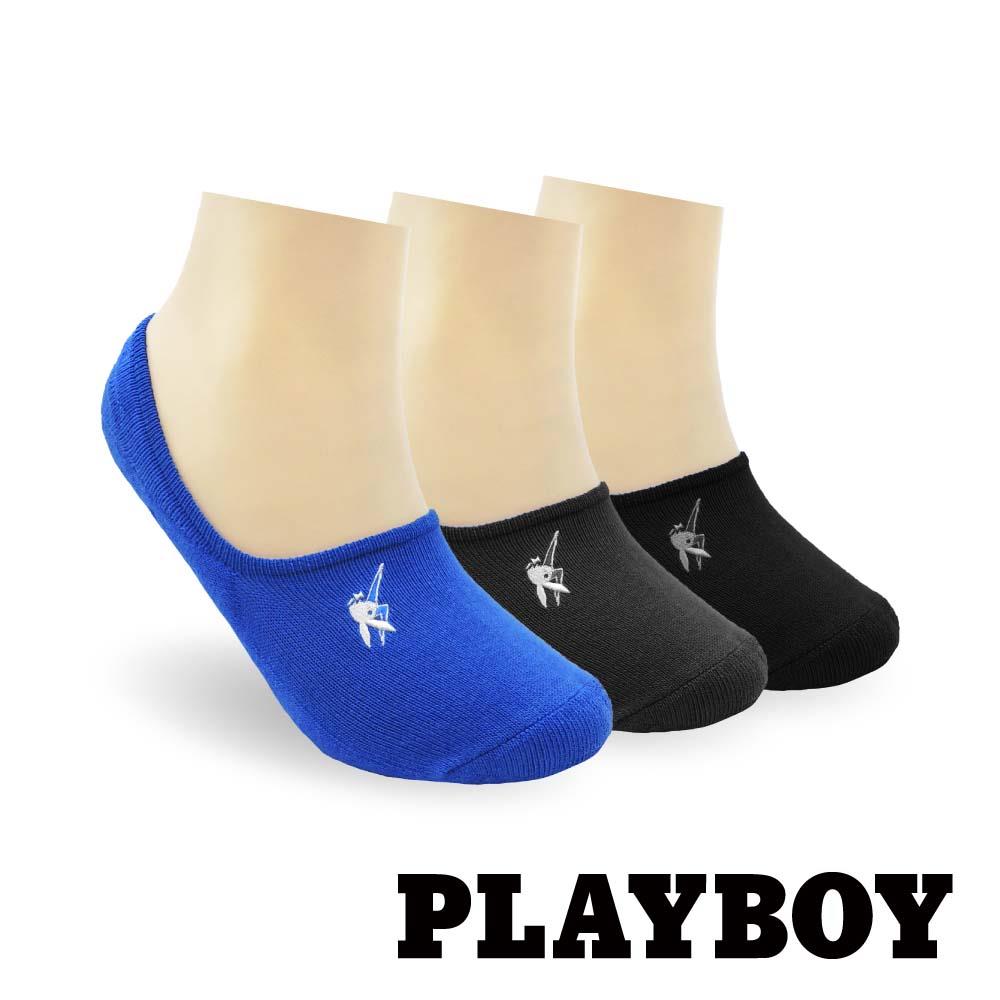 【襪款任選4雙$395 、9雙$750】 PLAYBOY 加大氣墊刺繡隱形運動男襪套(BF6617)