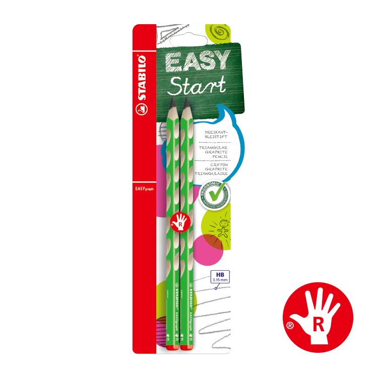 STABILO EASYgraph吊牌式右手用HB鉛筆2入組-(淺綠色)