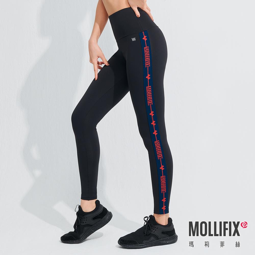 MOLLIFIX 瑪莉菲絲 Pixel Art 極簡側織帶動塑褲 (黑)