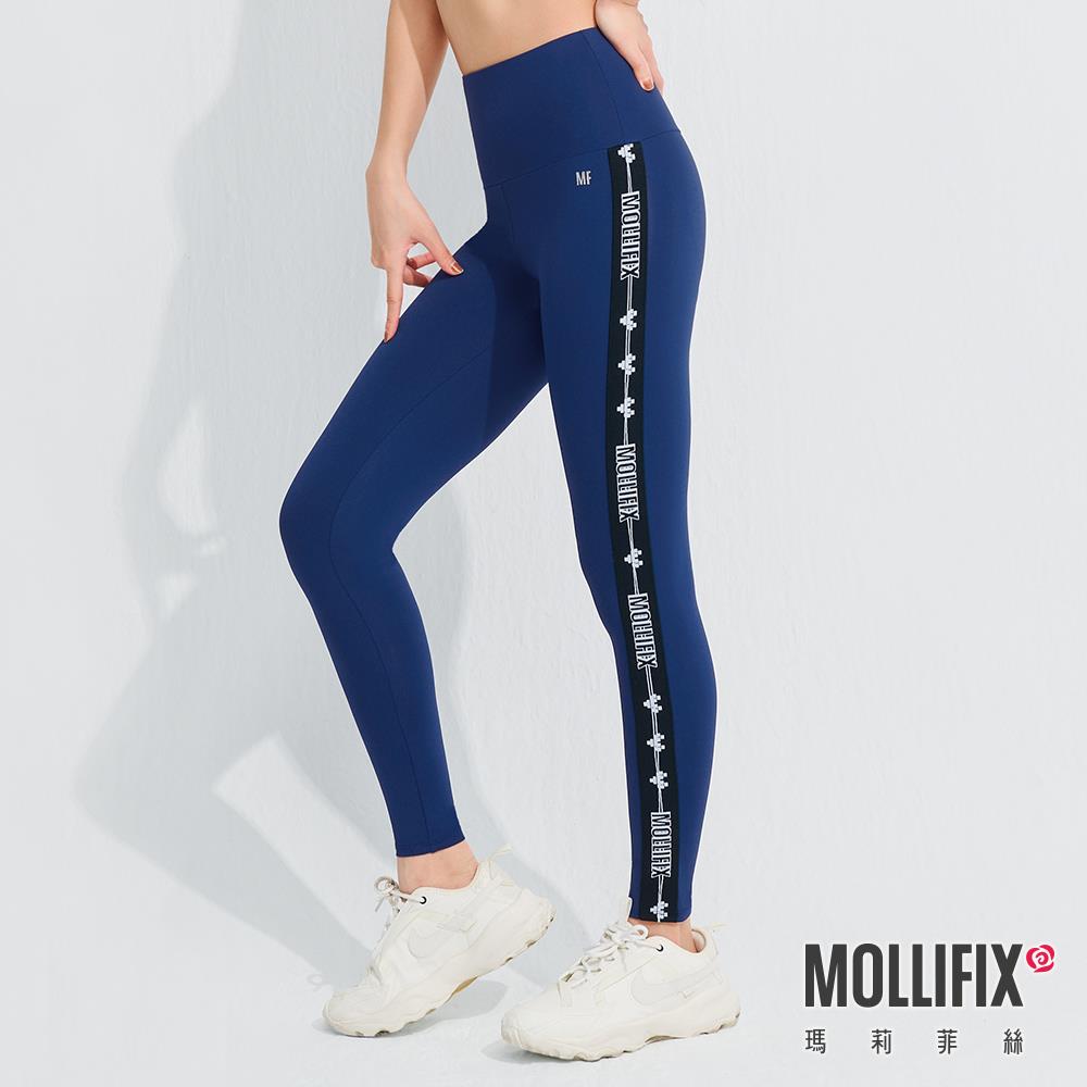 MOLLIFIX 瑪莉菲絲 Pixel Art 極簡側織帶動塑褲 (經典藍)