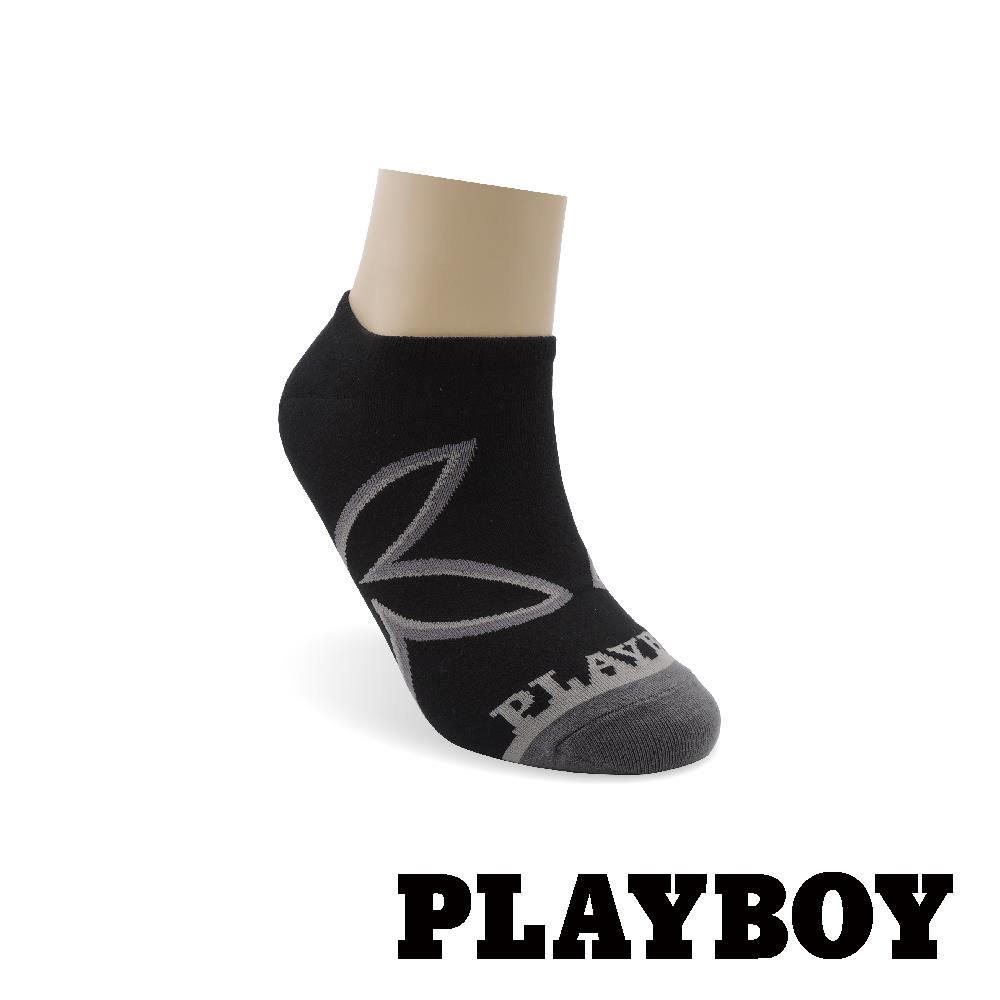 【襪款任選3雙$299 、7雙$588】PLAYBOY 發光兔男隱形襪-黑色(BX5620)