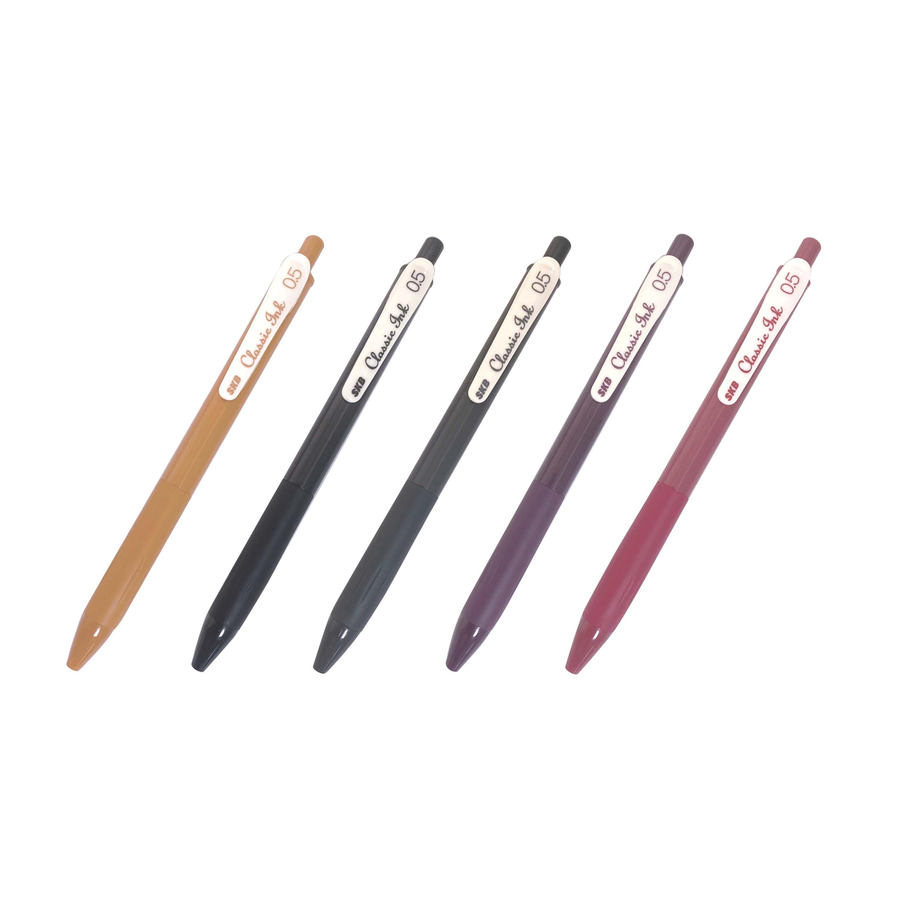 SKB G-2506 復古色0.5mm自動中性筆-(竹炭灰/葡萄紫/赤豆紅/琥珀黃/經典黑)