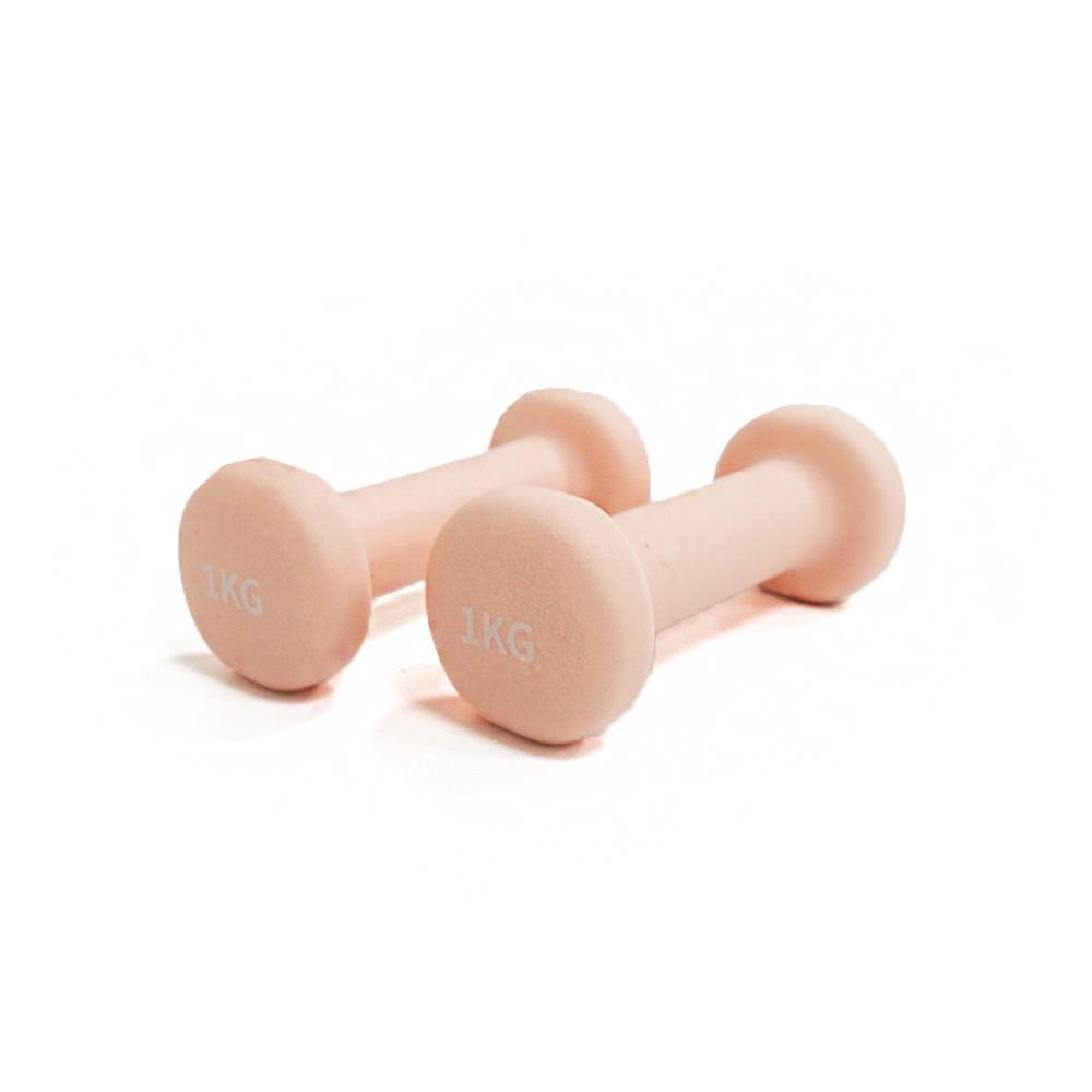艾迪克-防滑訓練啞鈴-1KG x 2支-淡橘色（包膠啞鈴/dumbbell/ weight training）Fun Sport【總重量2kg】