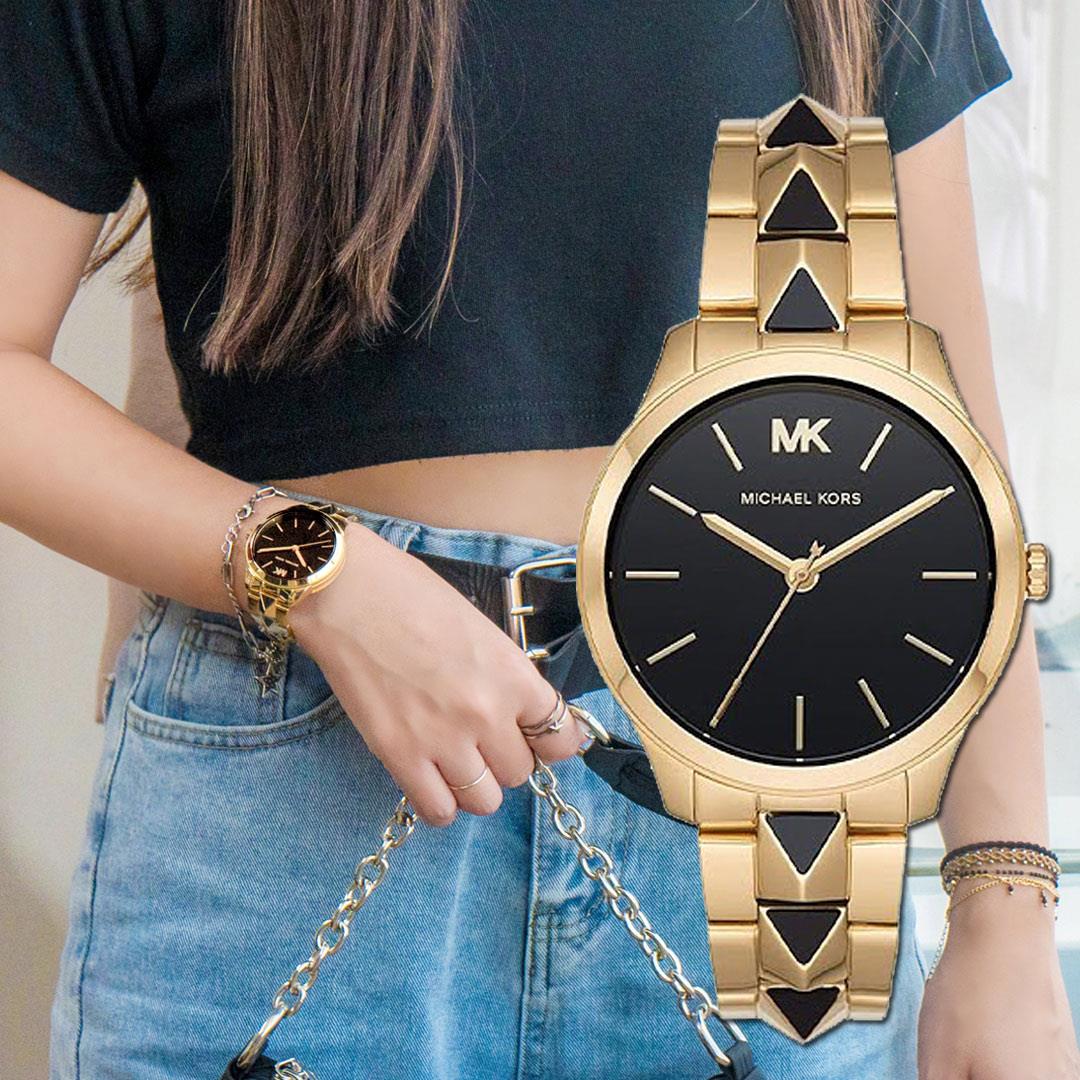 【活動價! 限時78折!】MK Michael Kors Runway Mercer 龐克魅力簡約不鏽鋼腕錶/香檳金x黑面 MK6669 公司貨保固 熱賣中!