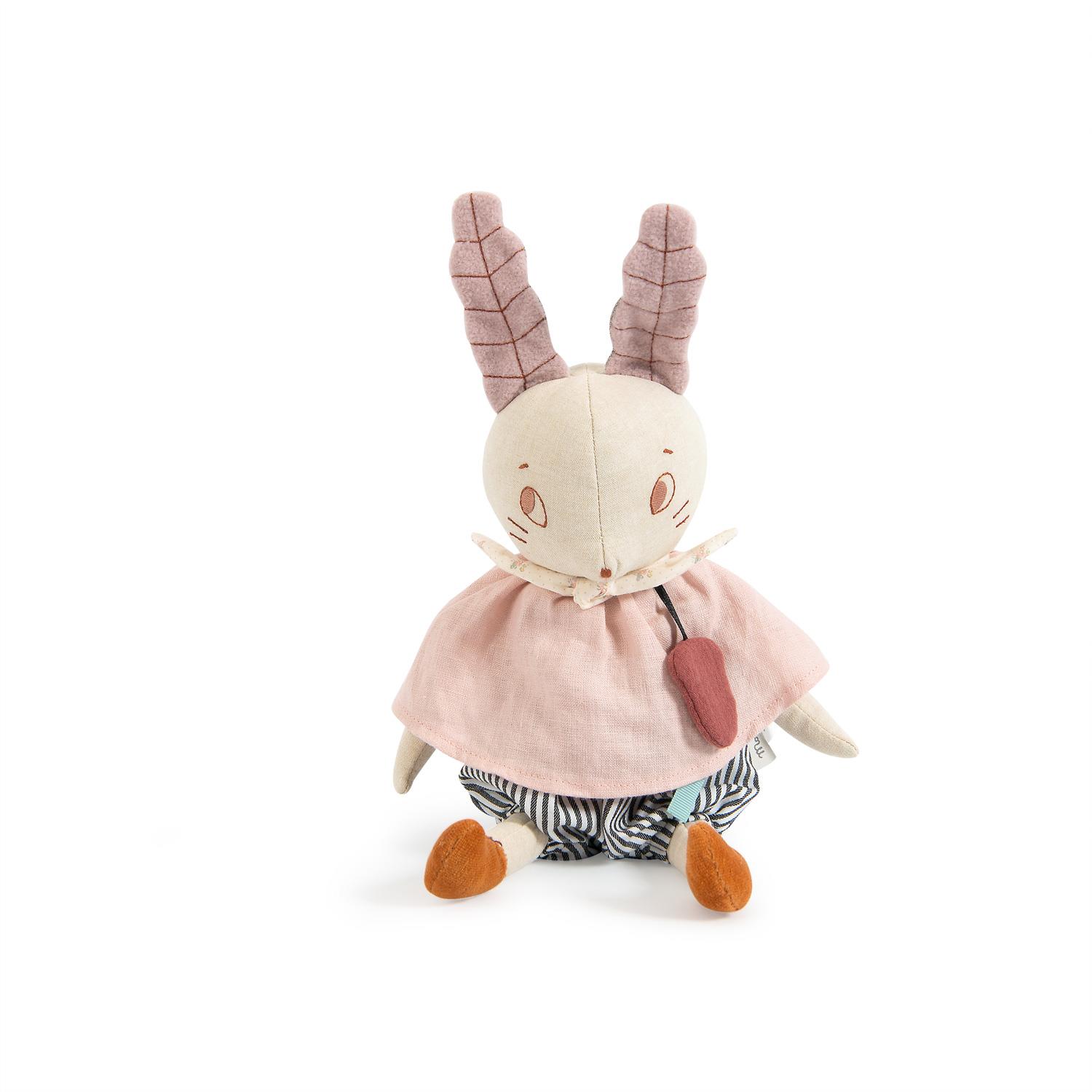 【預購】法國 Moulin Roty 雨後系列音樂玩偶粉紅小兔子 H36cm