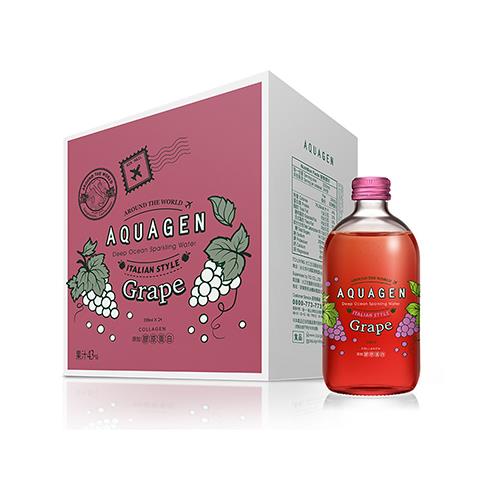 AQUAGEN-海洋深層氣泡水-義大利葡萄繽紛(330ml瓶，24瓶箱)