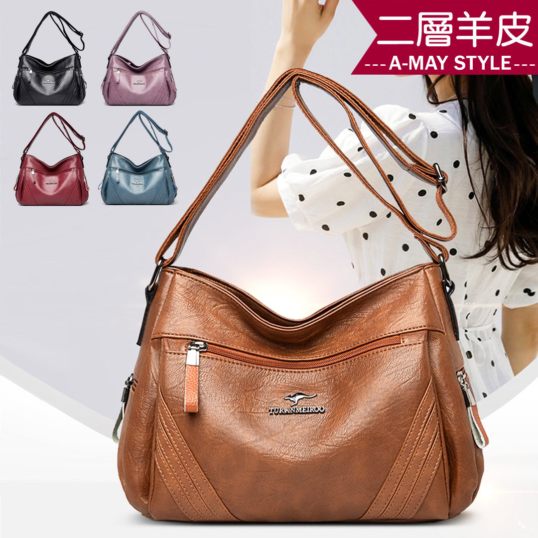 女包/側背包/斜背包-真皮多重口袋斜紋大容量肩背包【XDC805539】＊艾美時尚(現 預)