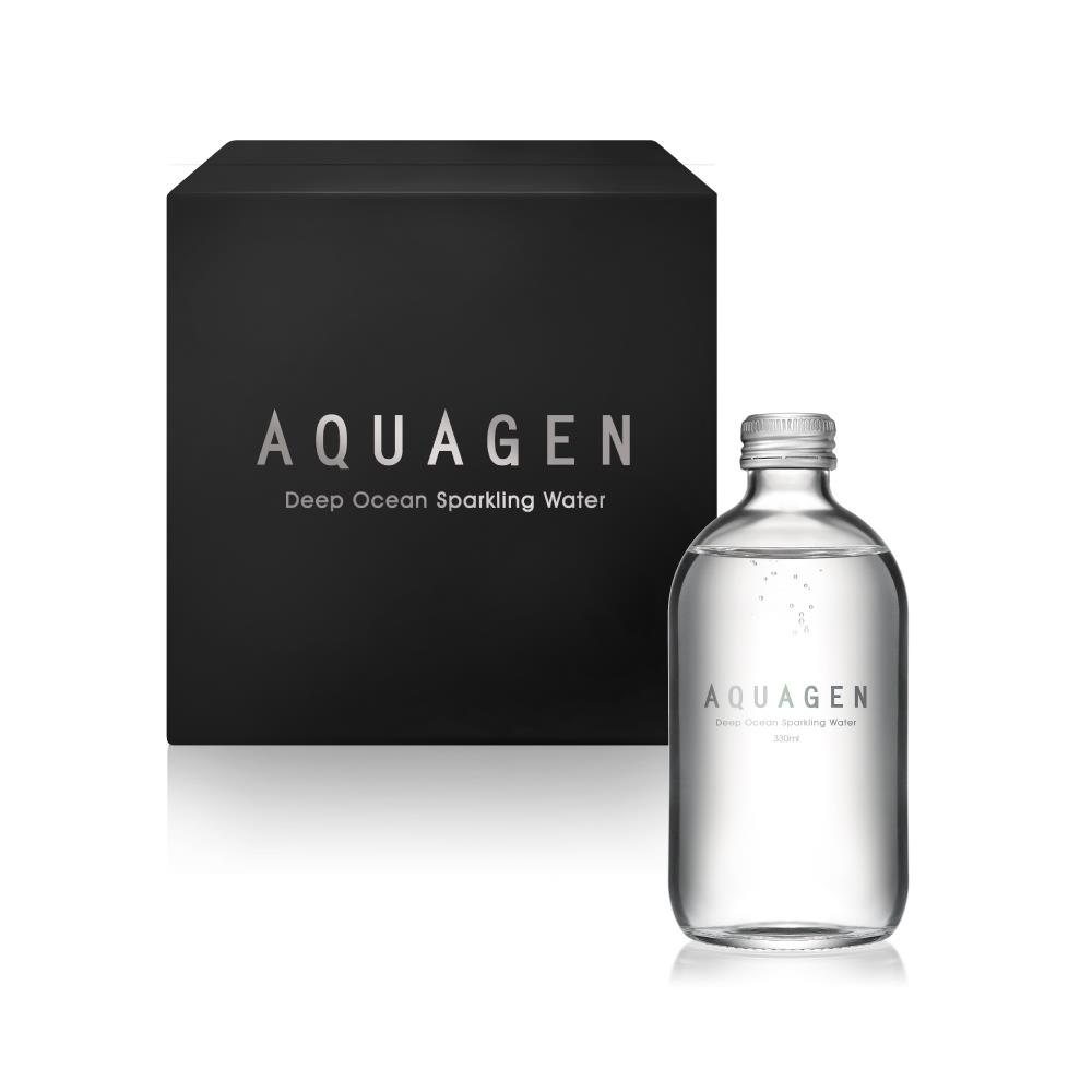 AQUAGEN海洋深層氣泡水- 時尚4入迷你箱(經典原味)(330ml/瓶，4瓶/箱)