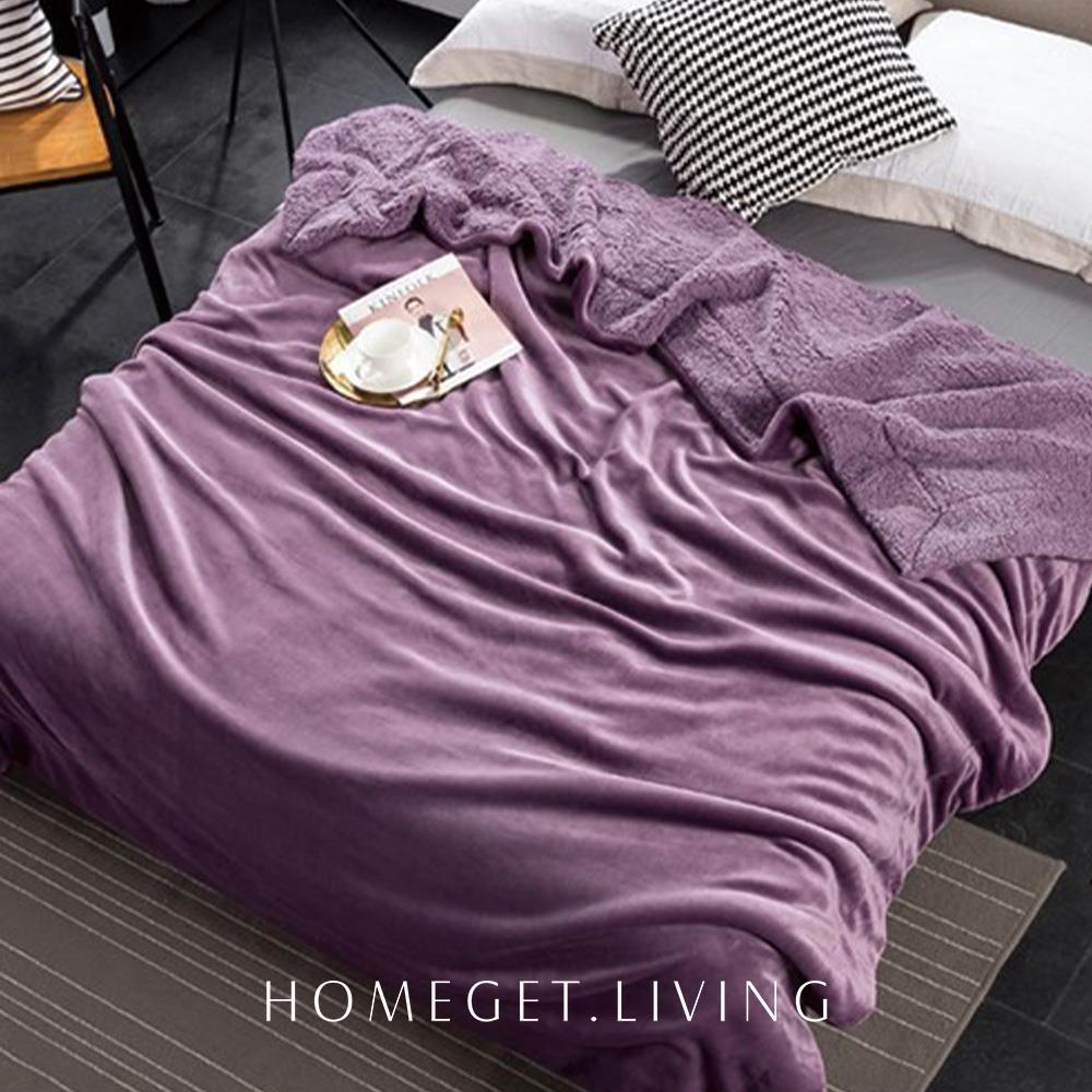 彩虹雪妮羊羔絨素色毛毯 / 150x200cm / 煙燻紫