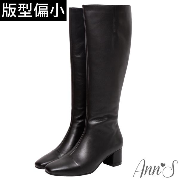 🍎任一雙現折$618🍎Ann’S優雅名媛收藏-全真皮顯瘦粗跟及膝長靴5cm-黑(版型偏小)
