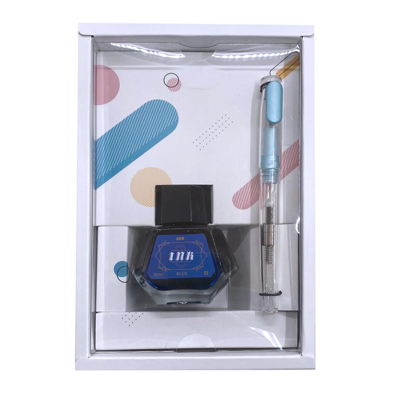 SKB 幾何款系列 鋼筆墨水組-天藍桿 (RS-501)