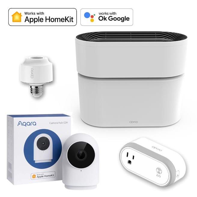 【HomeKit 48折】智能家居大全套  Aqara G2H 網關攝影機-國際版 + 智慧插座 +  智慧燈座 +  智能空氣淨化器 -支援Apple HomeKit/ Google Home