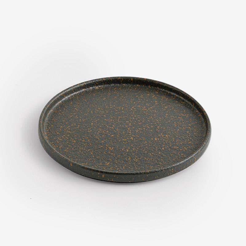 歐式 墨綠金箔 23.5cm 陶瓷淺盤｜綠紅｜單品