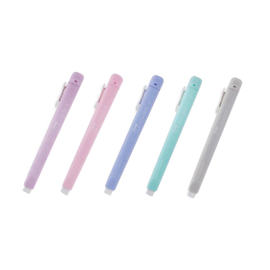 Pentel ZE80P 柔色系 筆型自動橡皮擦-(柔紫色/柔粉色/柔藍色/柔綠色/柔灰色)