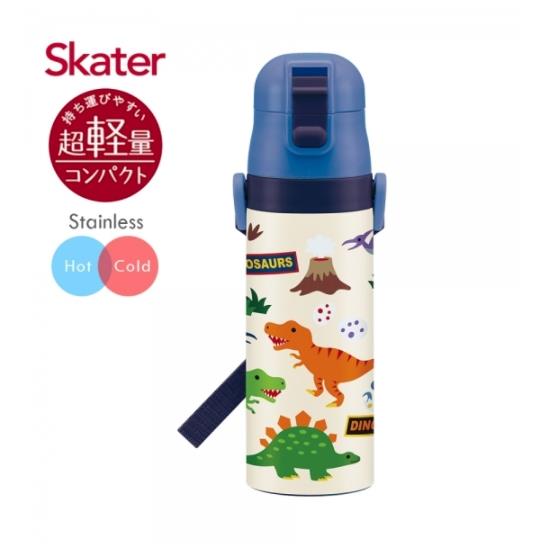 (日貨)Skater x恐龍 系列 不鏽鋼304直飲保溫水壺/隨身瓶/冷水壺/水壺/保溫瓶(470ml)-白色