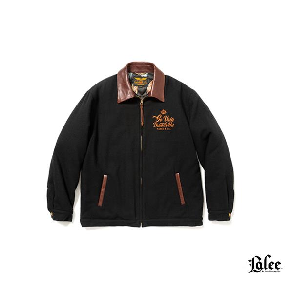 Calee Embroidery Leather Collar Wool Sports Type Jacket皮革毛料