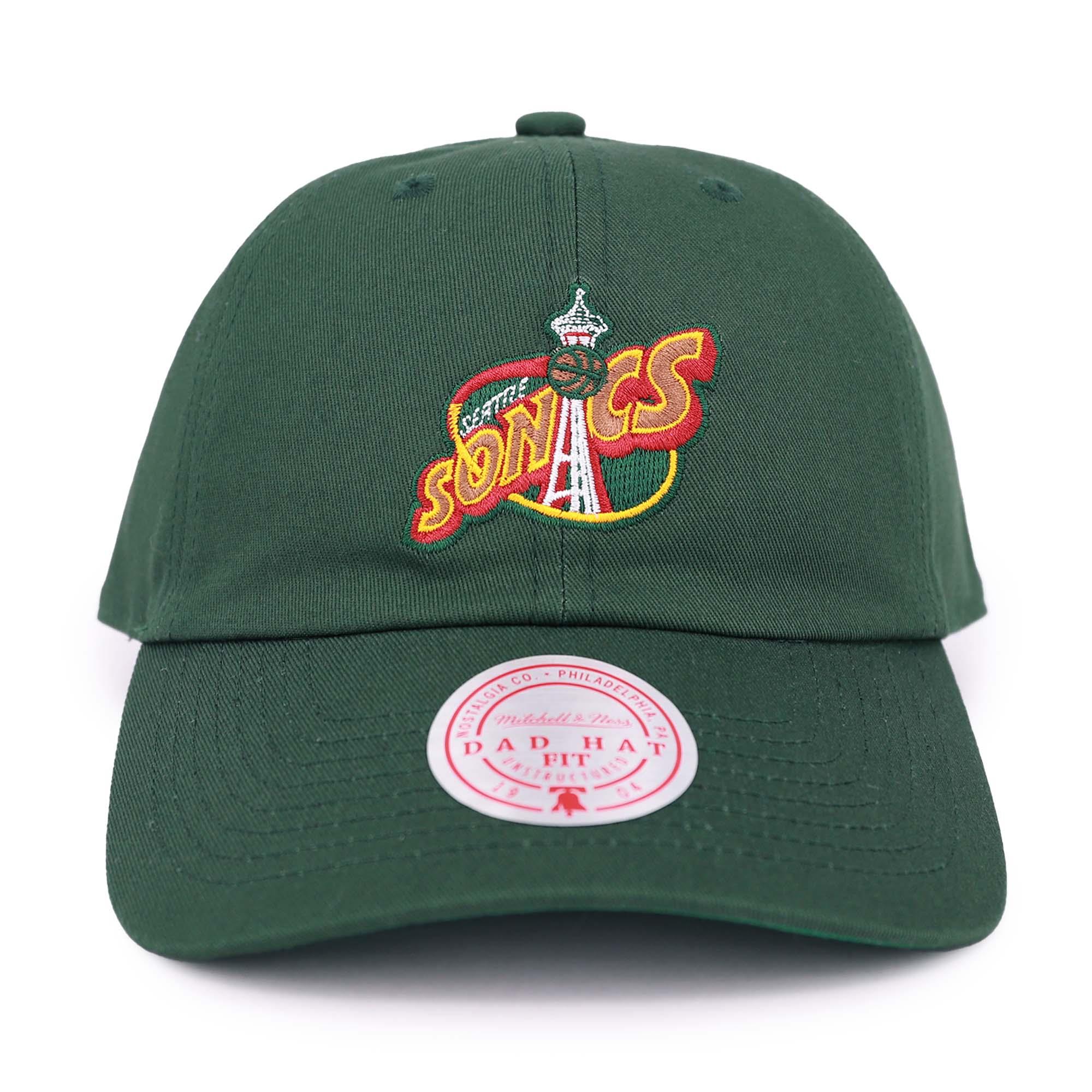 Mitchell & Ness - NBA Green Unconstructed Cap - Seattle SuperSonics Team Ground 2.0 Green Dad Cap @ Hatstore