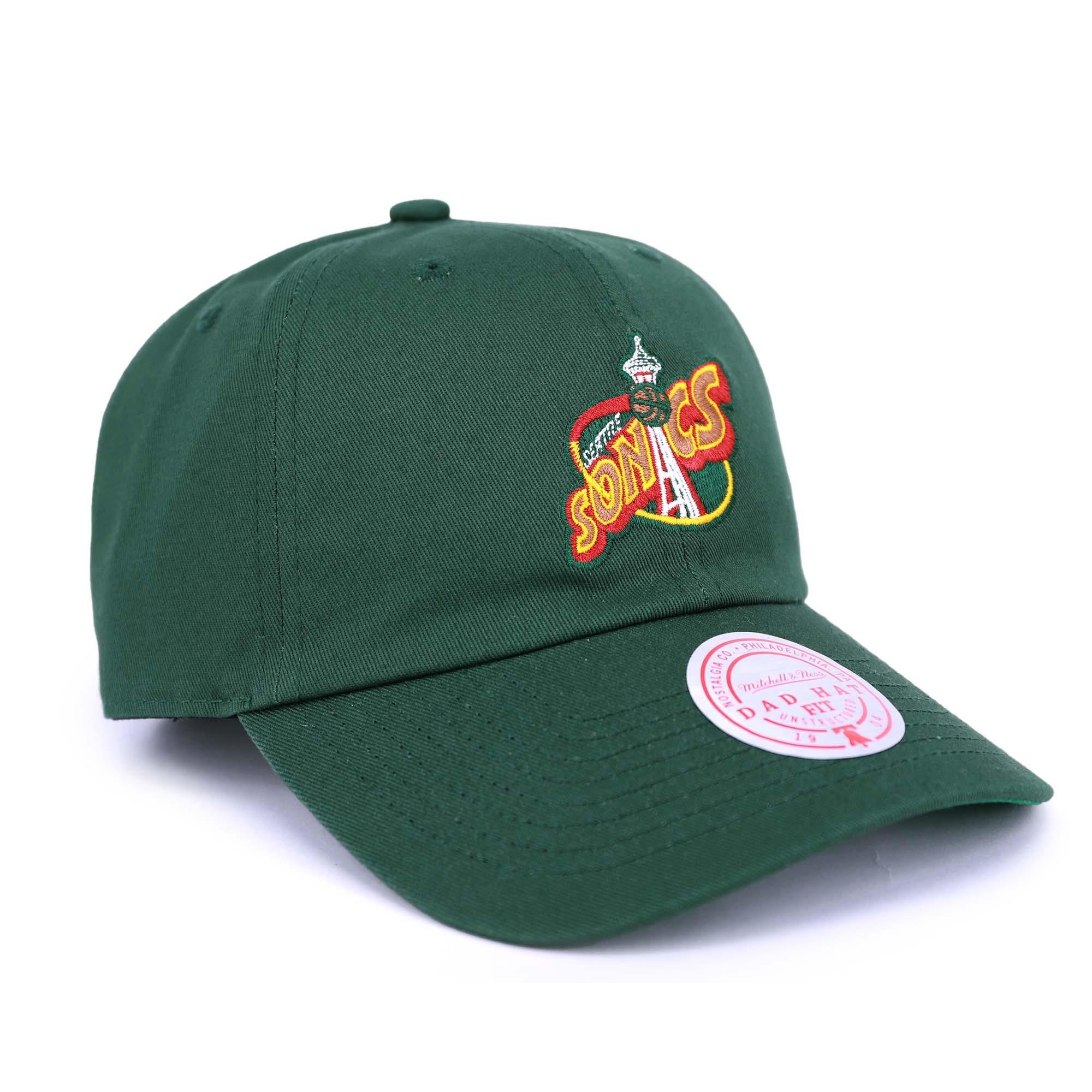 Mitchell & Ness - NBA Green Unconstructed Cap - Seattle SuperSonics Team Ground 2.0 Green Dad Cap @ Hatstore