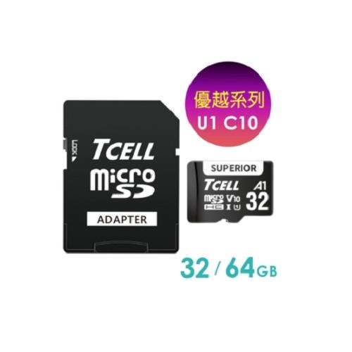 TCELL冠元 SUPERIOR microSDHC/XC UHS-I (A1) U1 V10 100MB記憶卡-32GB(附轉卡)