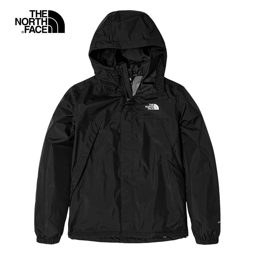 The North Face北面男款ANTORA黑色防水透氣連帽衝鋒衣｜7QOHJK3