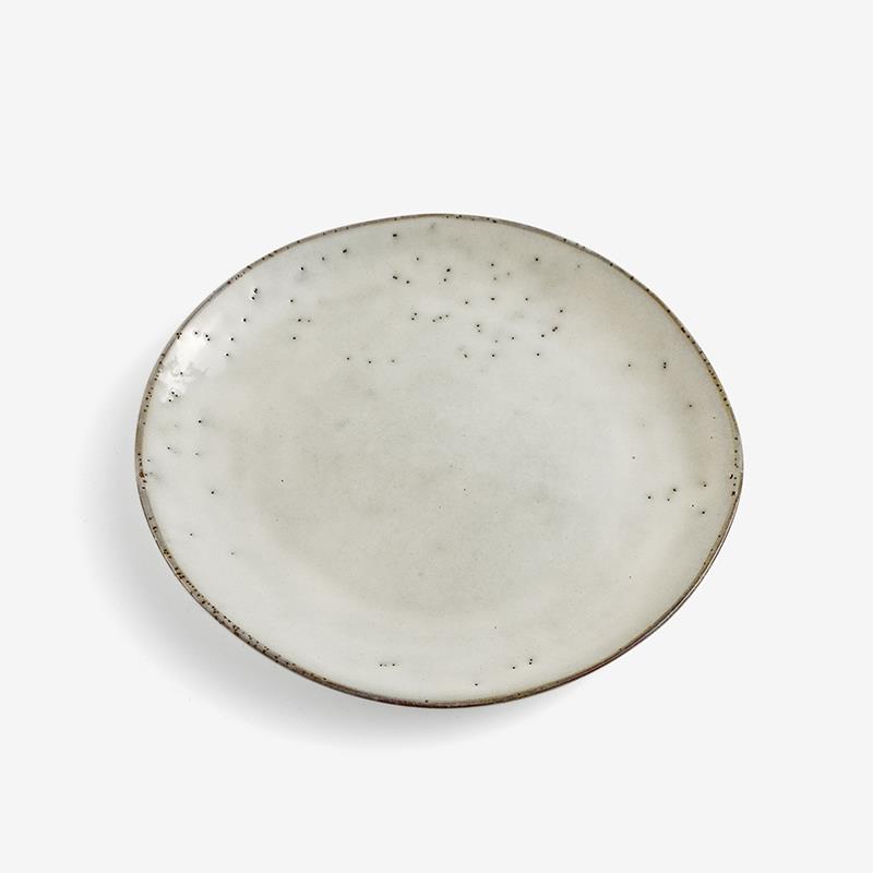 日式 春泥大地 20.5cm 陶瓷圓盤｜泥米灰｜單品
