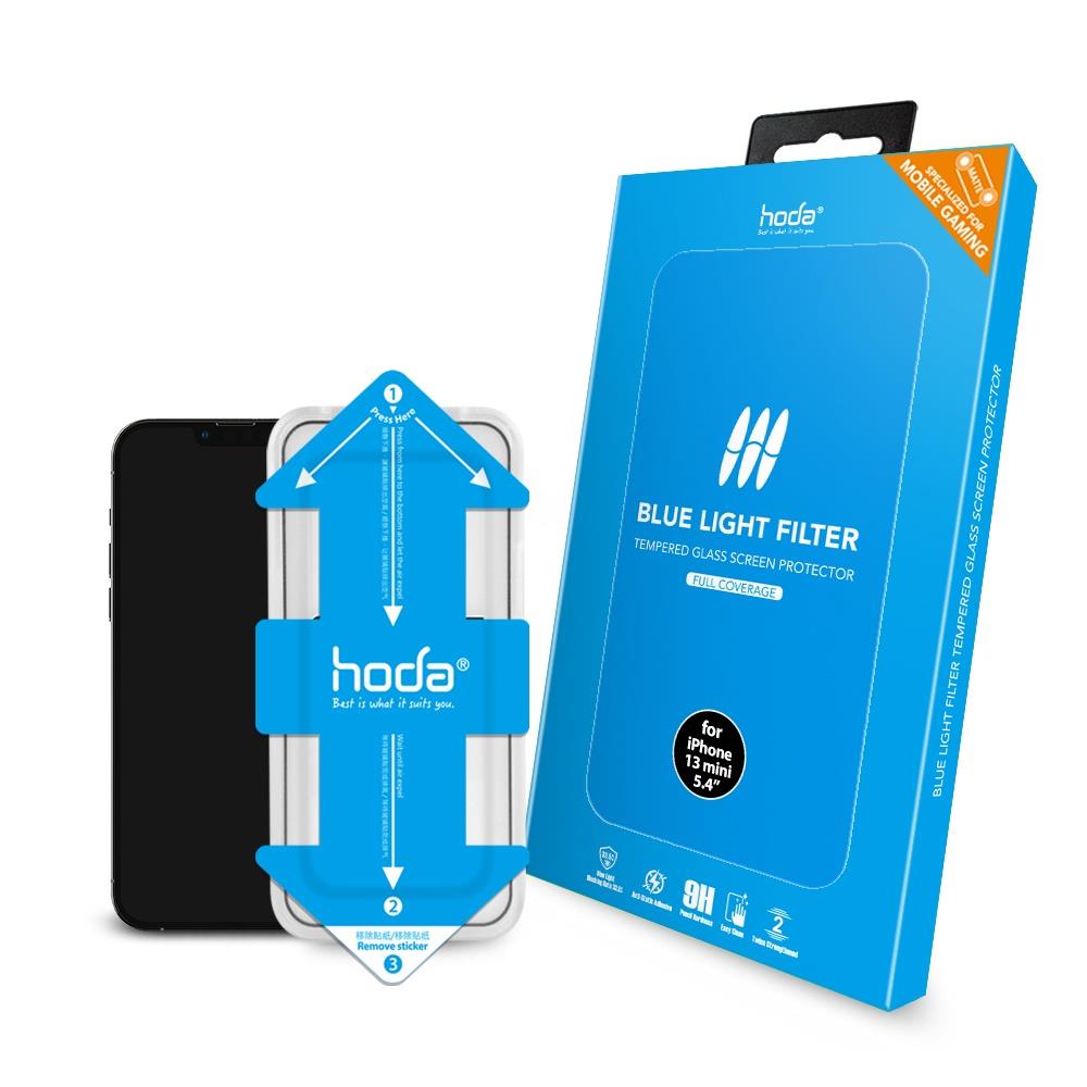 hoda【iPhone 13 系列】手遊專用霧面磨砂抗藍光滿版玻璃保護貼(附貼膜神器)